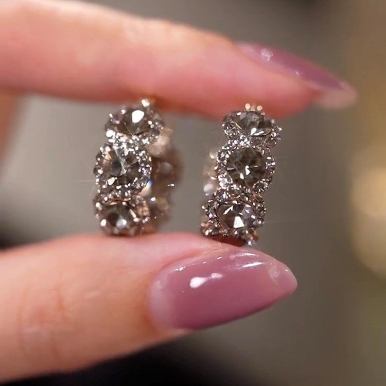 咖色 滿天星圈圈耳環