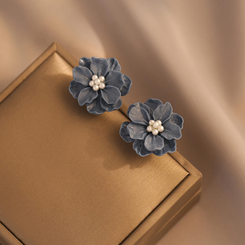 小清新藍色花朵耳環