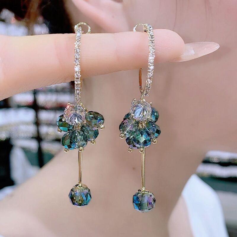 藍色水晶之戀閃鑽耳環