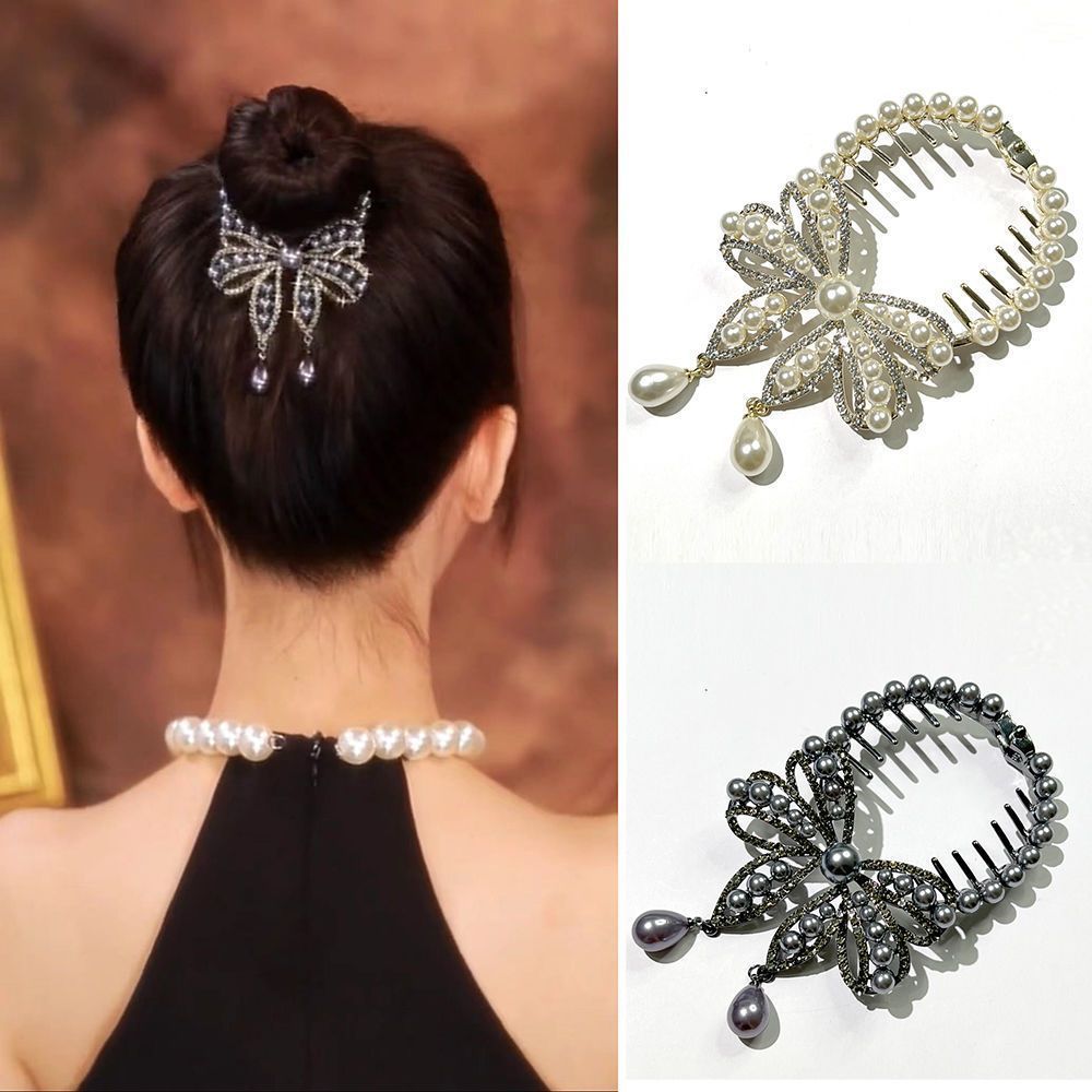 精緻甜美珍珠蝴蝶結髮飾