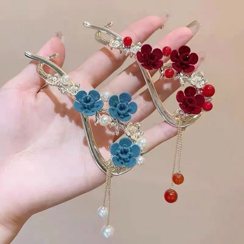 古風梅花則珍珠抓夾髮飾