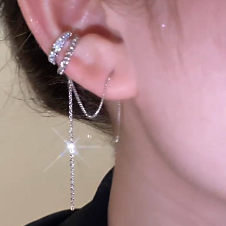 個性雙層圓圈耳針一體式耳骨夾