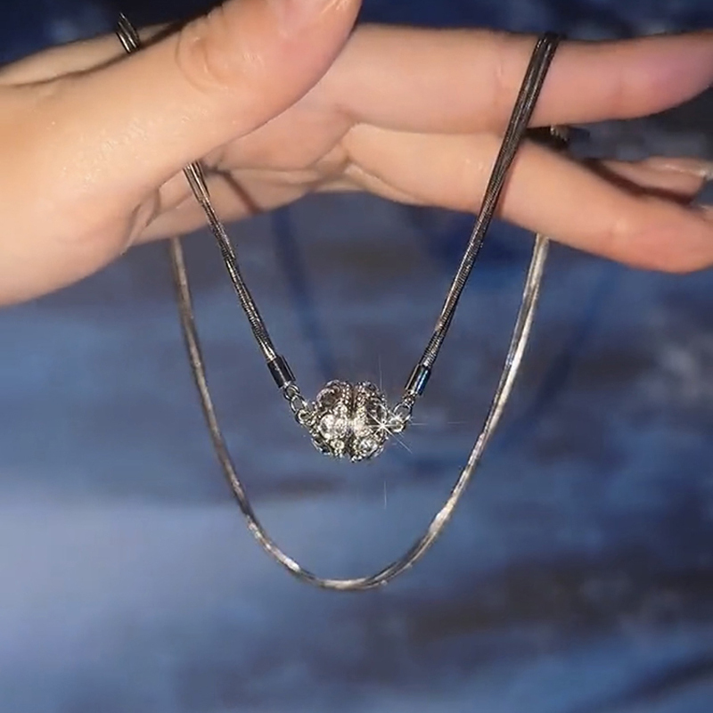 吸鐵石個性滿鑽項錬 necklace純銀項錬送禮首選特別的禮物
