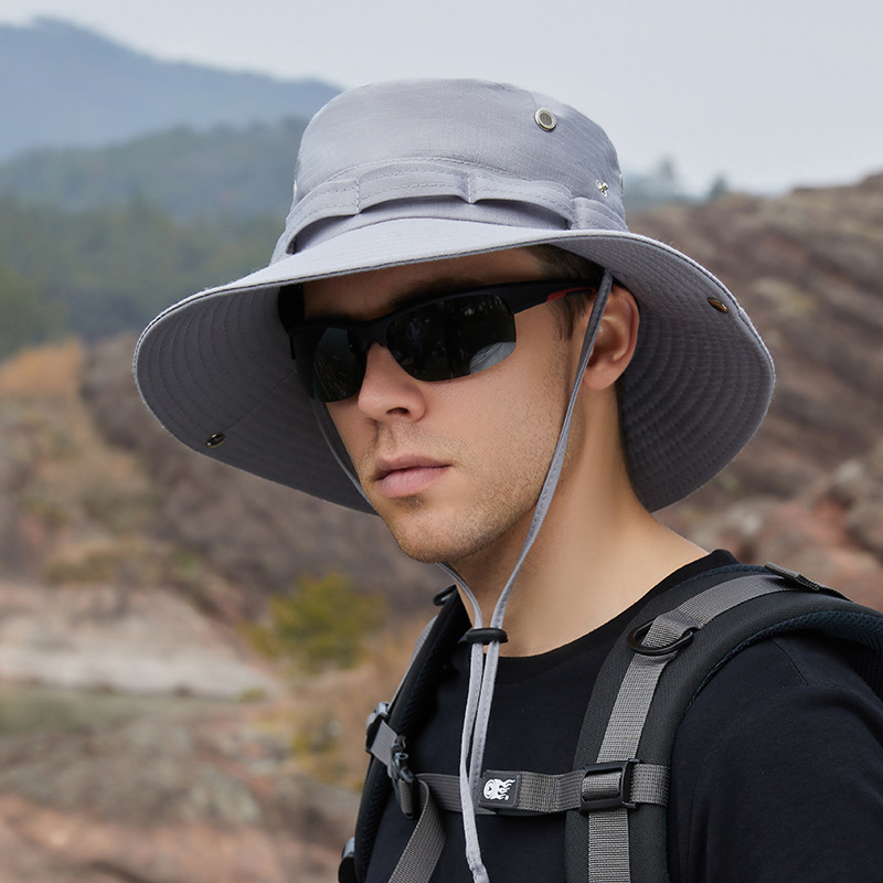 【沫緹甄選】漁夫帽男夏季大簷遮陽帽戶外登山防曬太陽帽