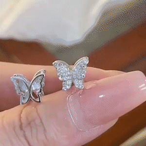 簡約滿鑽蝴蝶鋯石耳扣