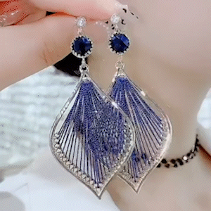 克萊因藍色孔雀尾流蘇耳環