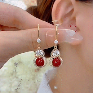 時尚紅色新年葫蘆耳環 