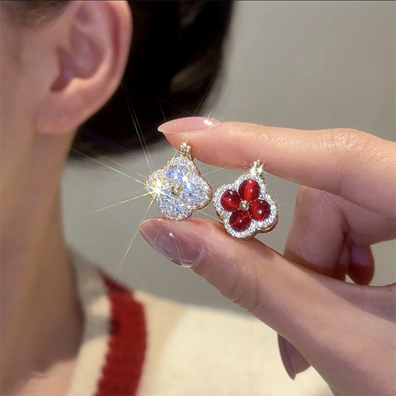 雙色四葉草輕奢耳環   