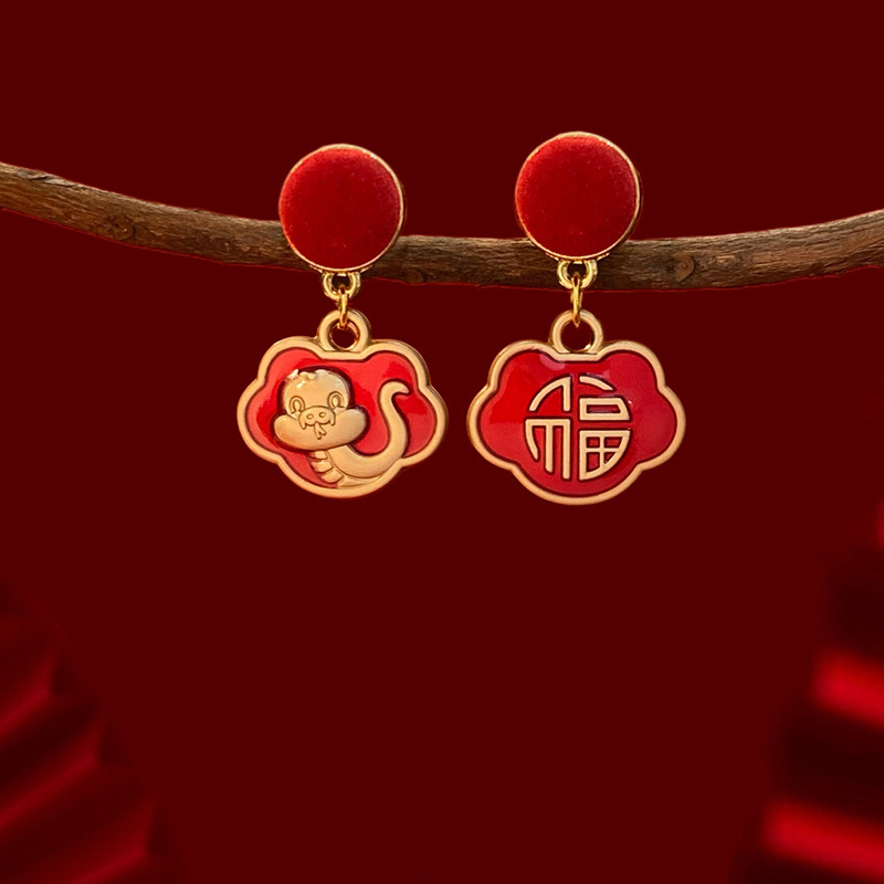 金蛇獻福紅色耳環【可調節尺寸】 ring可伸縮變變手環 兩用指戒純銀戒指個人戒指女生戒指純銀設計感戒指女生戒指炫酷戒指