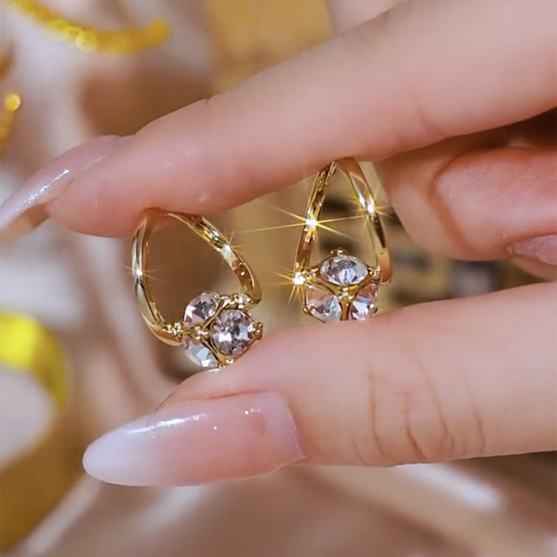 紫色水晶鑽球耳環