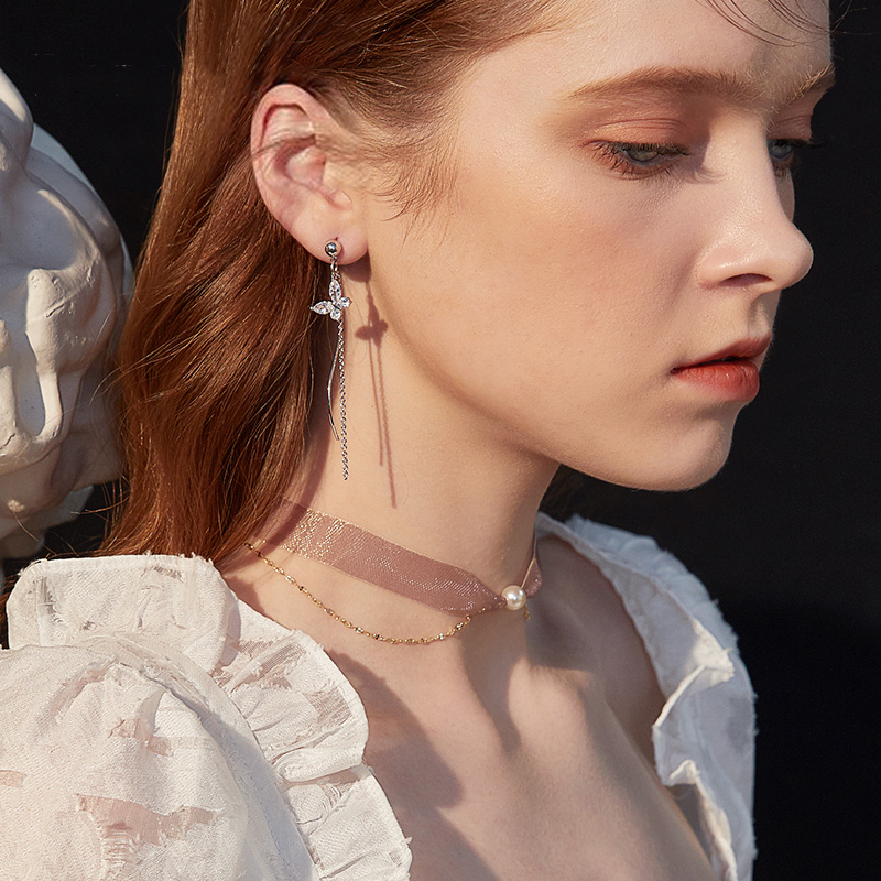 超仙蝴蝶流蘇•夾式耳環