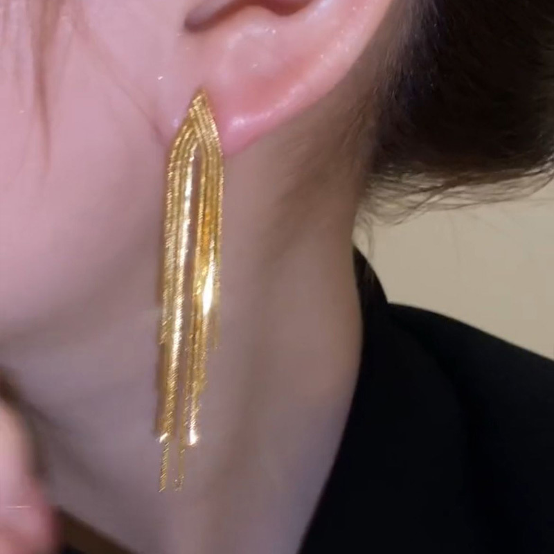 金色氣質流蘇耳環  