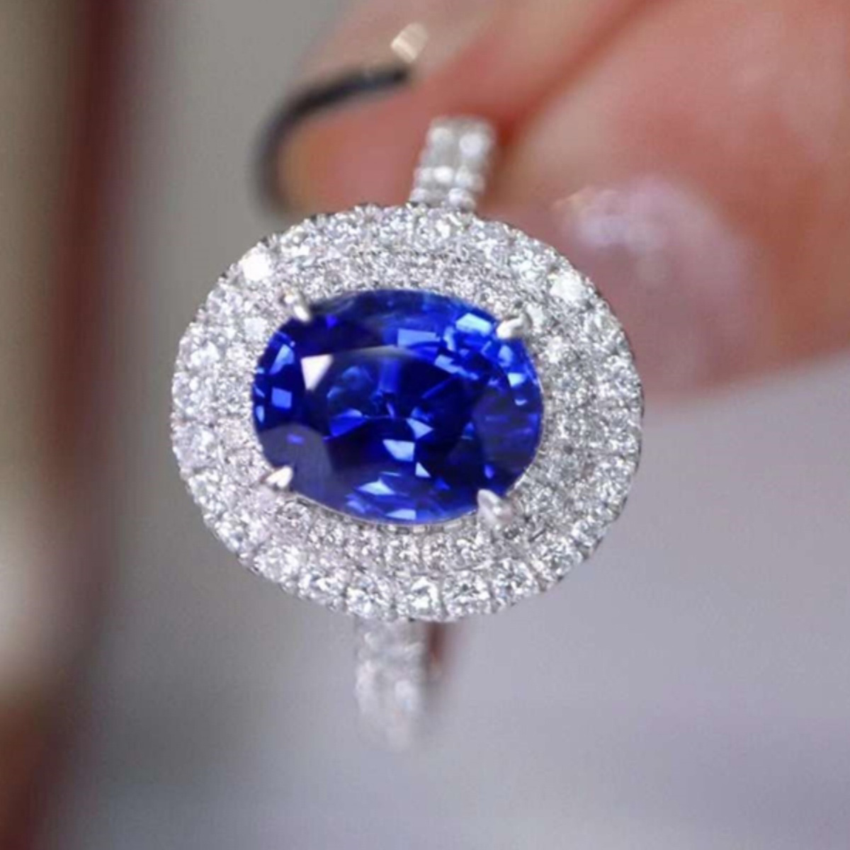 鴿子蛋藍寶石戒指S925純銀戒指