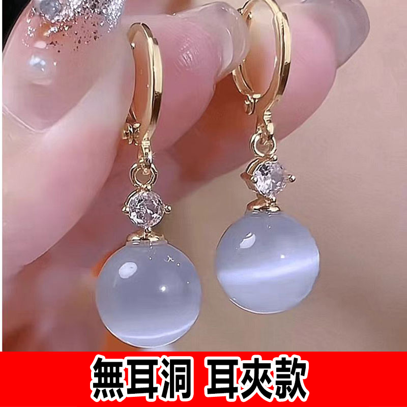 復古氣質貓眼石耳環