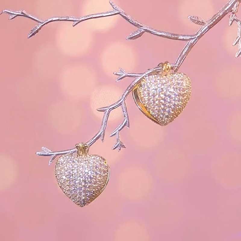 雙面愛心鋯石耳環