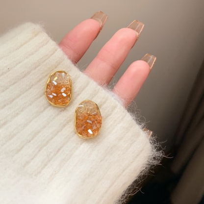 「橘子海」水晶橘子糖氣質耳環