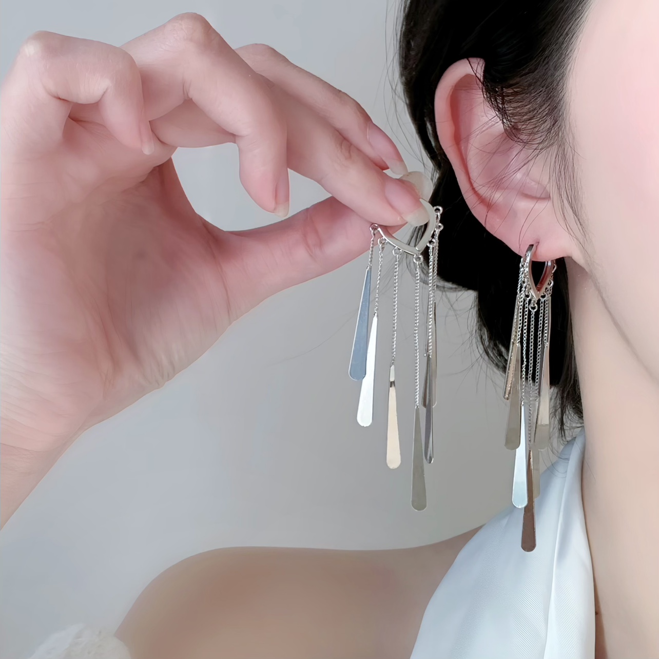 「風鈴」長款氣質流蘇亮片耳環