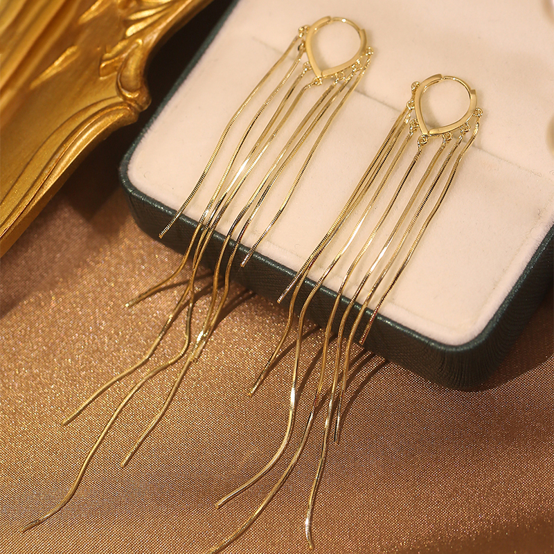 【S925銀】名媛風金色流蘇耳環 (Earrings)