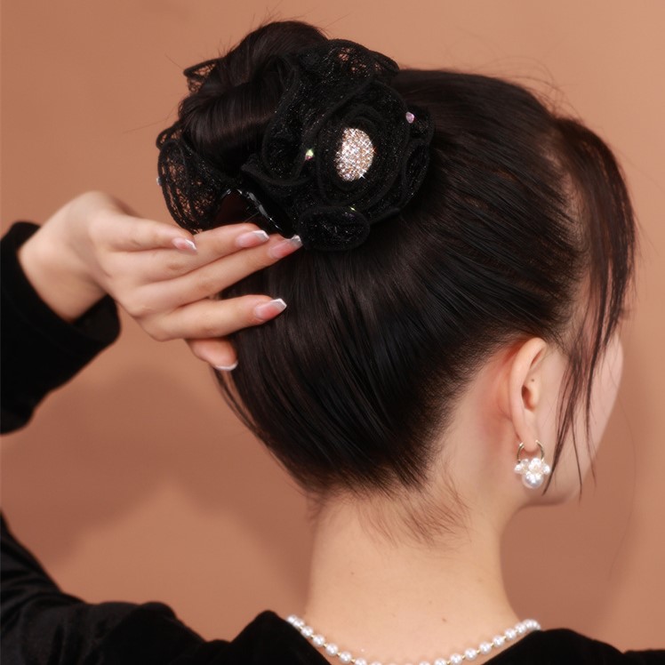 蕾絲花苞盤髮抓夾髮夾