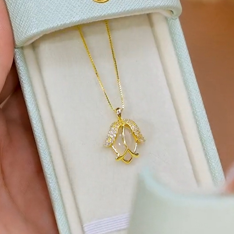 金色鬱金香花朵項鍊