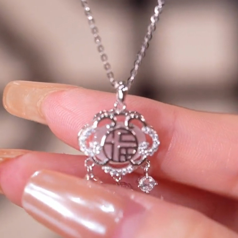 福牌長命鎖純銀項鍊-FANYIACC