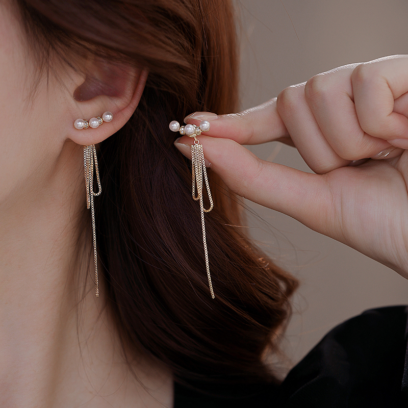一款兩戴 珍珠流蘇耳環