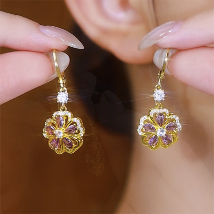 優雅氣質紫水晶花耳環