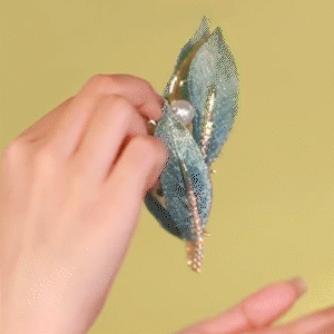 漸變藍色流蘇樹葉髮夾