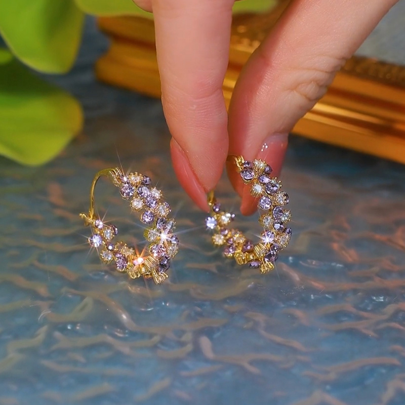 紫色繁星點點圈圈耳環