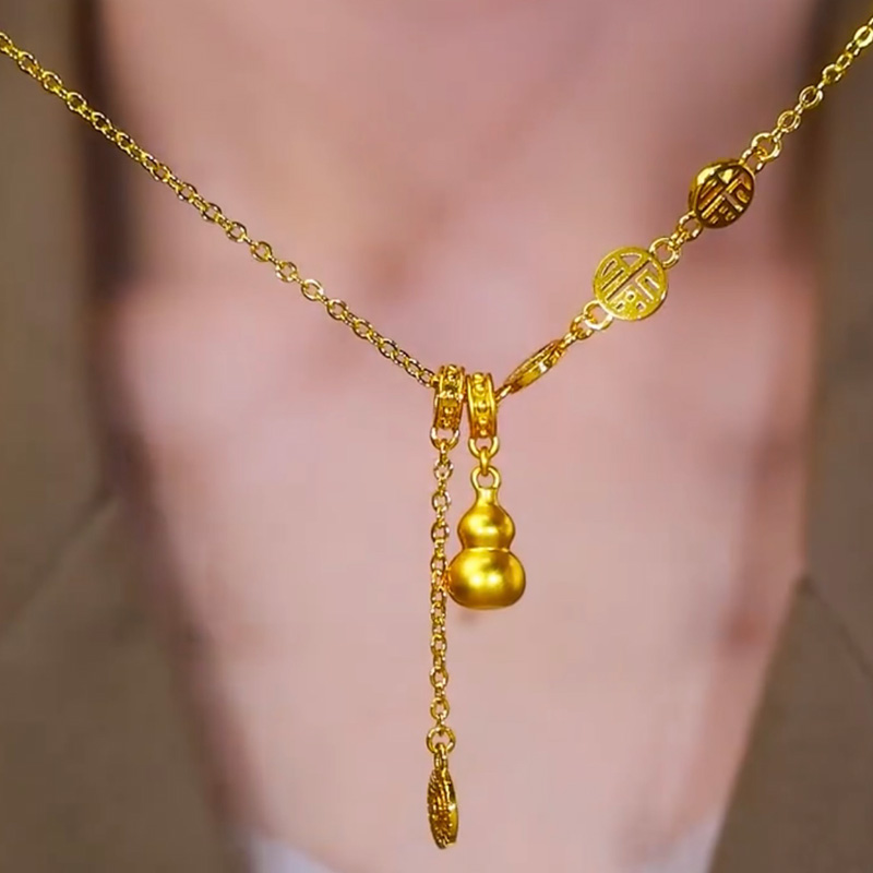 福祿雙全福牌黃金項錬