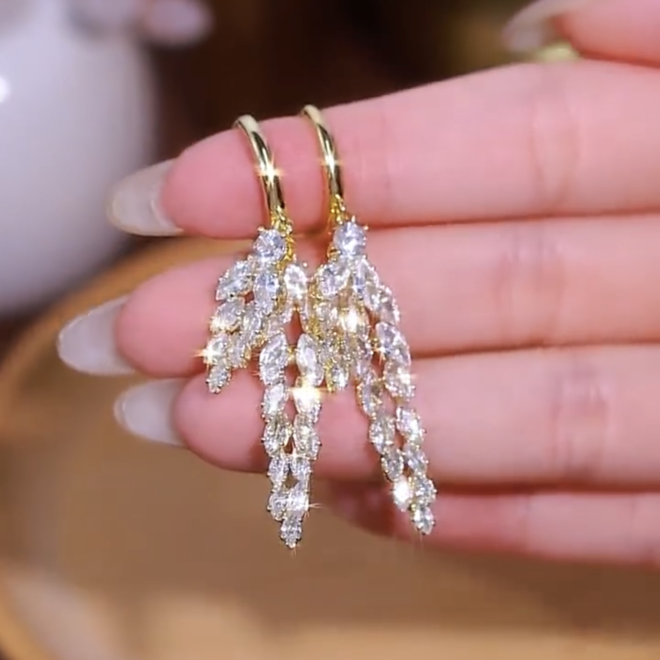 平安順逆 麥穗鋯石耳環