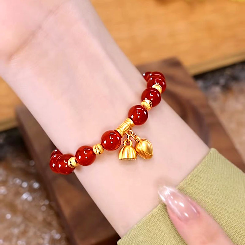 天然紅瑪瑙手錬精緻和田玉手串