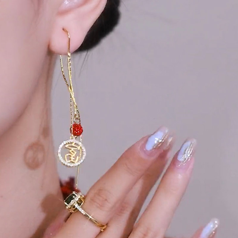 一夜暴富紅鑽球氣質耳環