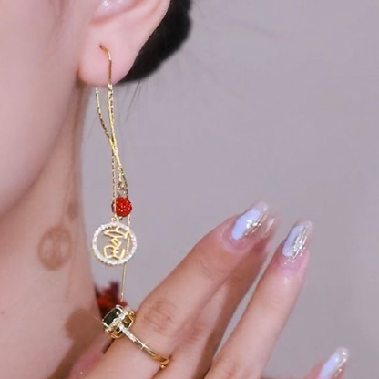 一夜暴富紅鑽球氣質耳環