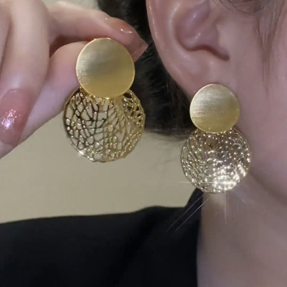 網狀鏤空金色個性耳環