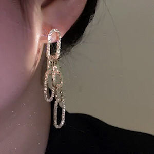 金屬錬條長款流蘇耳環