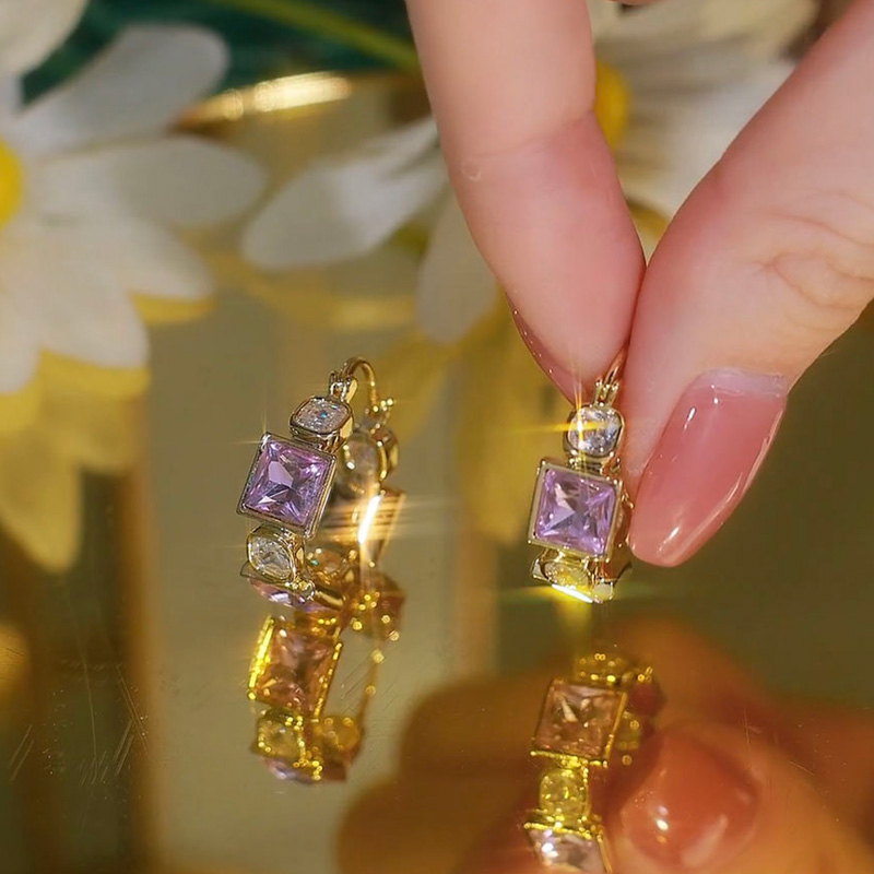 超閃雙色紫鋯石耳環