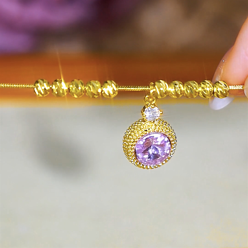 紫色圈圈轉運珠項錬