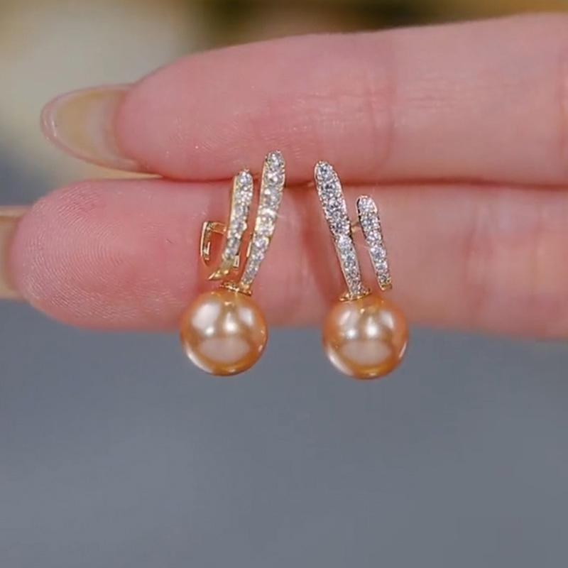 香檳色氣質珍珠耳環