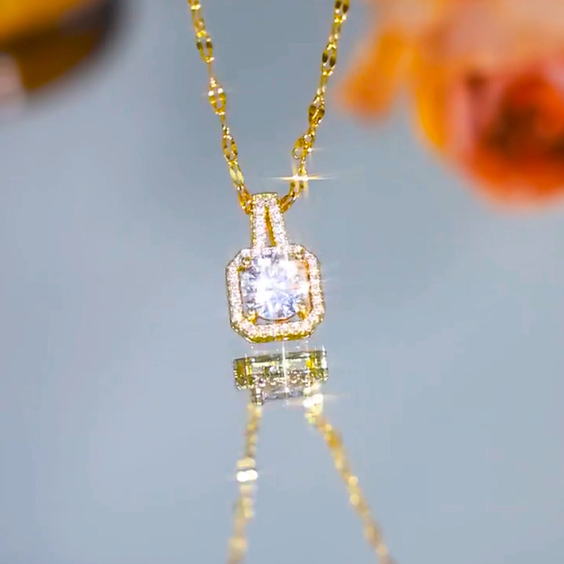 一克拉方塊鑽石項錬  