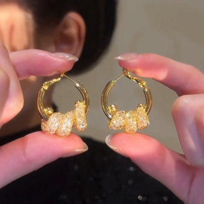 法式設計感鏤空網紗耳扣