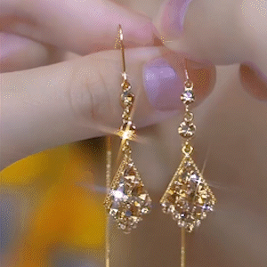 新款美拉德色系菱形耳線耳環