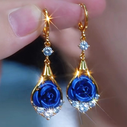 輕奢設計感玫瑰花耳環