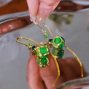 新款綠色貓眼石氣質耳環
