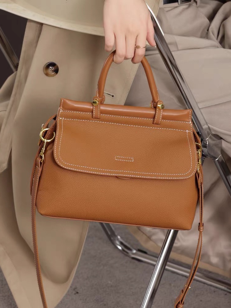 輕奢頭層牛皮手提包真皮斜肩包