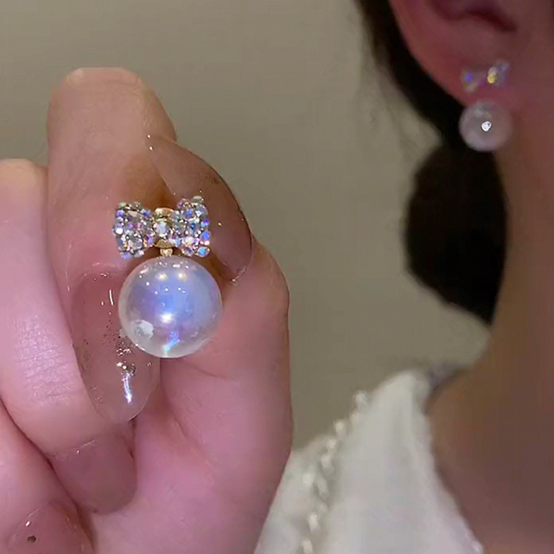 蝴蝶結人魚姬珍珠耳環