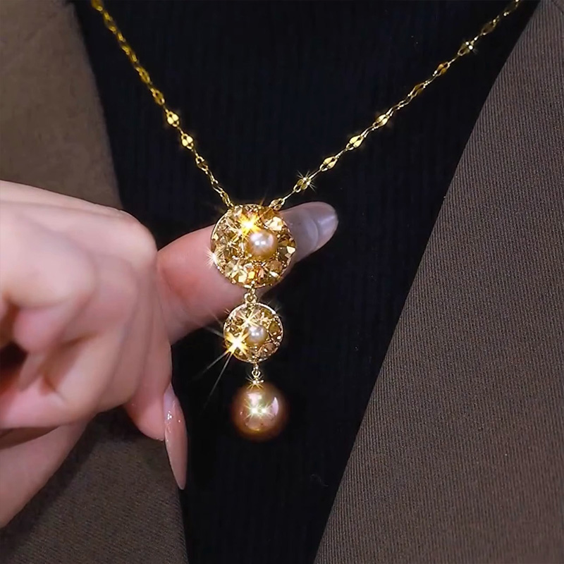 韓系千金玫瑰金珍珠項錬