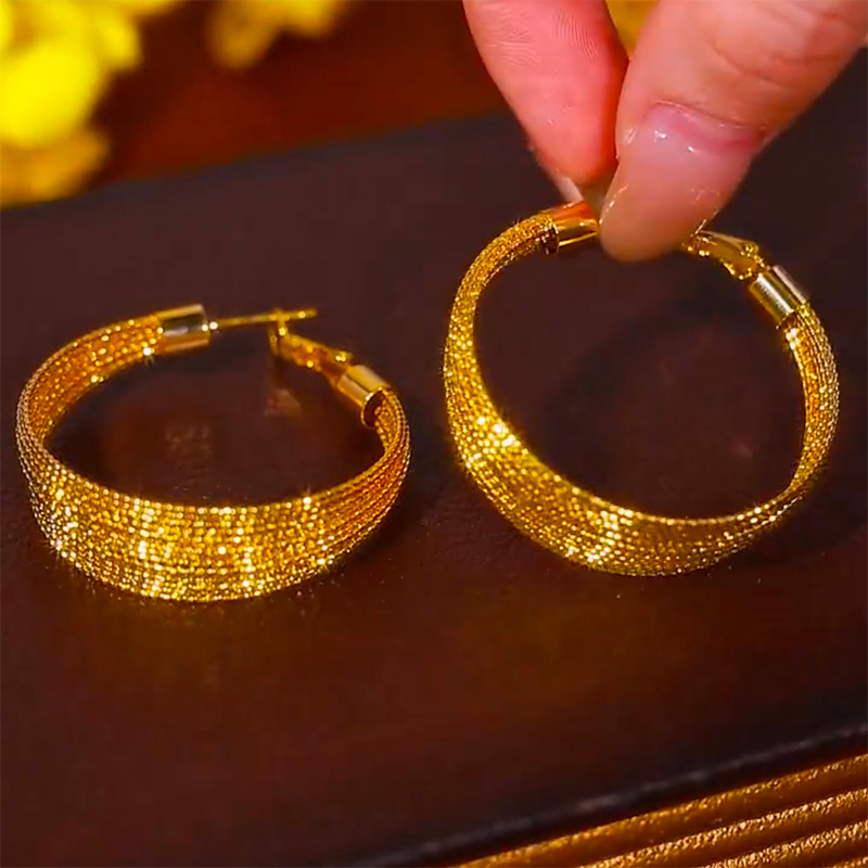 金絲網狀圈圈耳環  