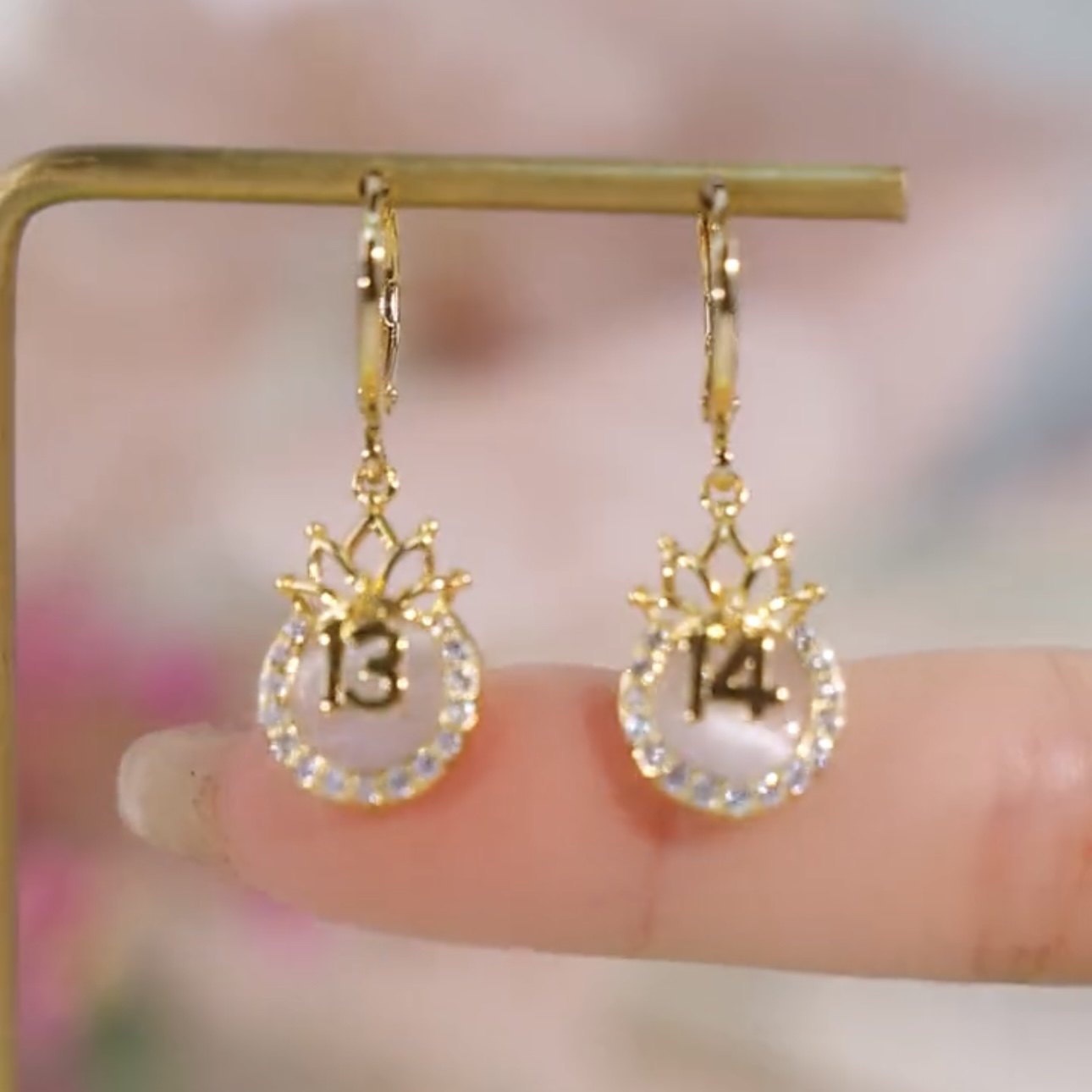 好運福袋貓眼石耳環