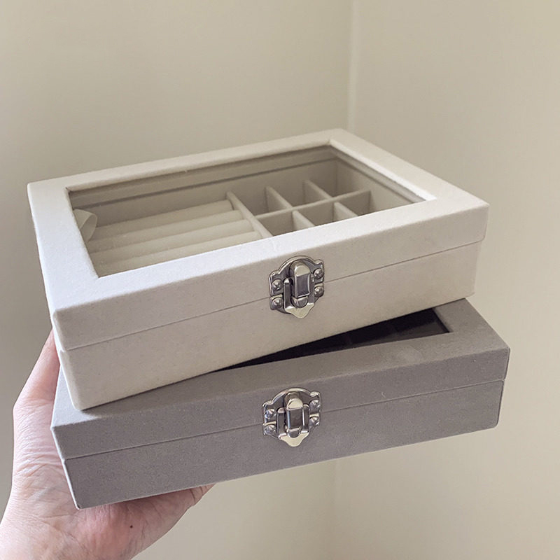 精緻首飾盒防塵絨布便攜收納盒  